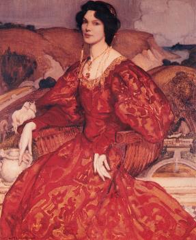喬治 蘭伯特 Sybil Walker in Red and Gold Dress 喬治 蘭伯特 Sybil Walker in Red and Gold Dress
